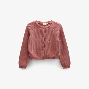 Cardigan i bomuldsstrik med sløjfer - Tween - Old Rose | 100793 Freya