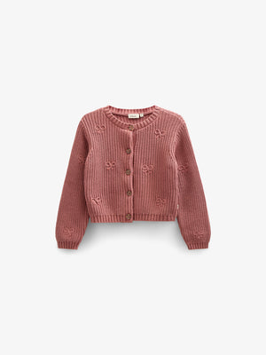 Cardigan i bomuldsstrik med sløjfer - Kids - Old Rose | 100792 Freya