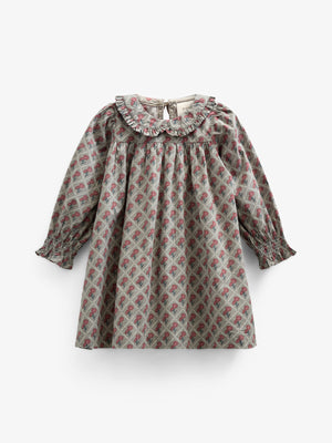 Kjole i bomulds-poplin med Print - Kids - Green w. Vintage Red | 100802 Amine