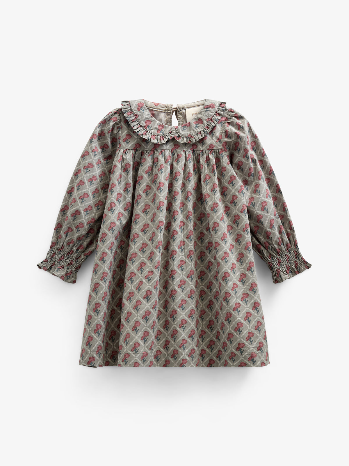 Kjole i bomulds-poplin med Print - Kids - Green w. Vintage Red | 100802 Amine