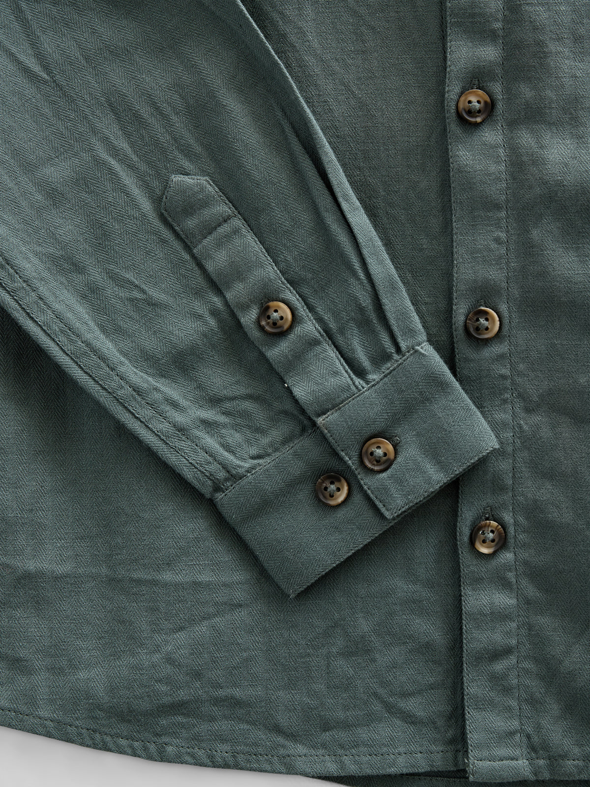 Skjorte i sildebensvævet Bomuld - Tween - Dark Dusty Green | 100805 Edward