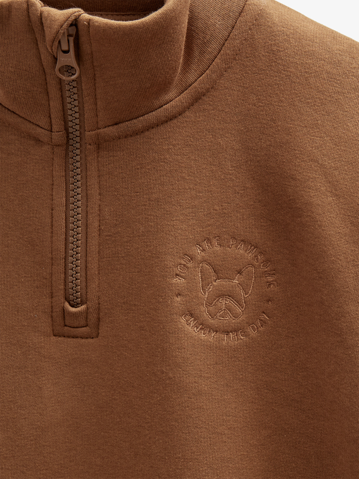 Sweatshirt med kort lynlås - Tween - Coffee | 100809 Tristan