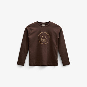 Langærmet T-shirt i Slub Jersey - Tween - Chocolate | 100833 Kevin