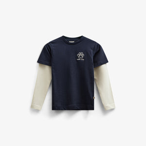 Boxy T-shirt med dobbeltærmer - Kids - Navy | 100836 Alex