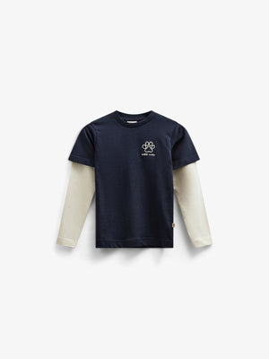 Boxy T-shirt med dobbeltærmer - Kids - Navy | 100836 Alex
