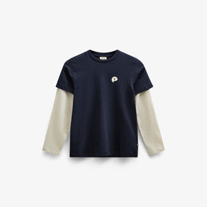 Boxy T-shirt med dobbeltærmer - Tween - Navy | 100837 Alex