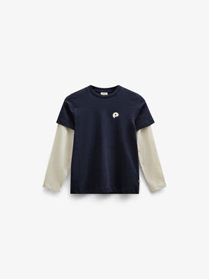Boxy T-shirt med dobbeltærmer - Tween - Navy | 100837 Alex