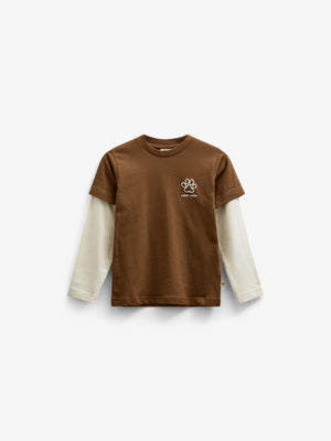 Boxy T-shirt med dobbeltærmer - Kids - Coffee | 100838 Alex