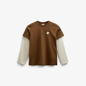 Boxy T-shirt med dobbeltærmer - Tween - Coffee | 100839 Alex
