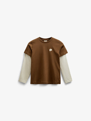 Boxy T-shirt med dobbeltærmer - Tween - Coffee | 100839 Alex