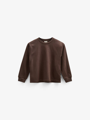 Oversize langærmet T-shirt - Tween - Chocolate | 100852 August