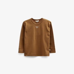 Langærmet T-shirt med Broderi - Kids - Walnut | 100854 Brandon