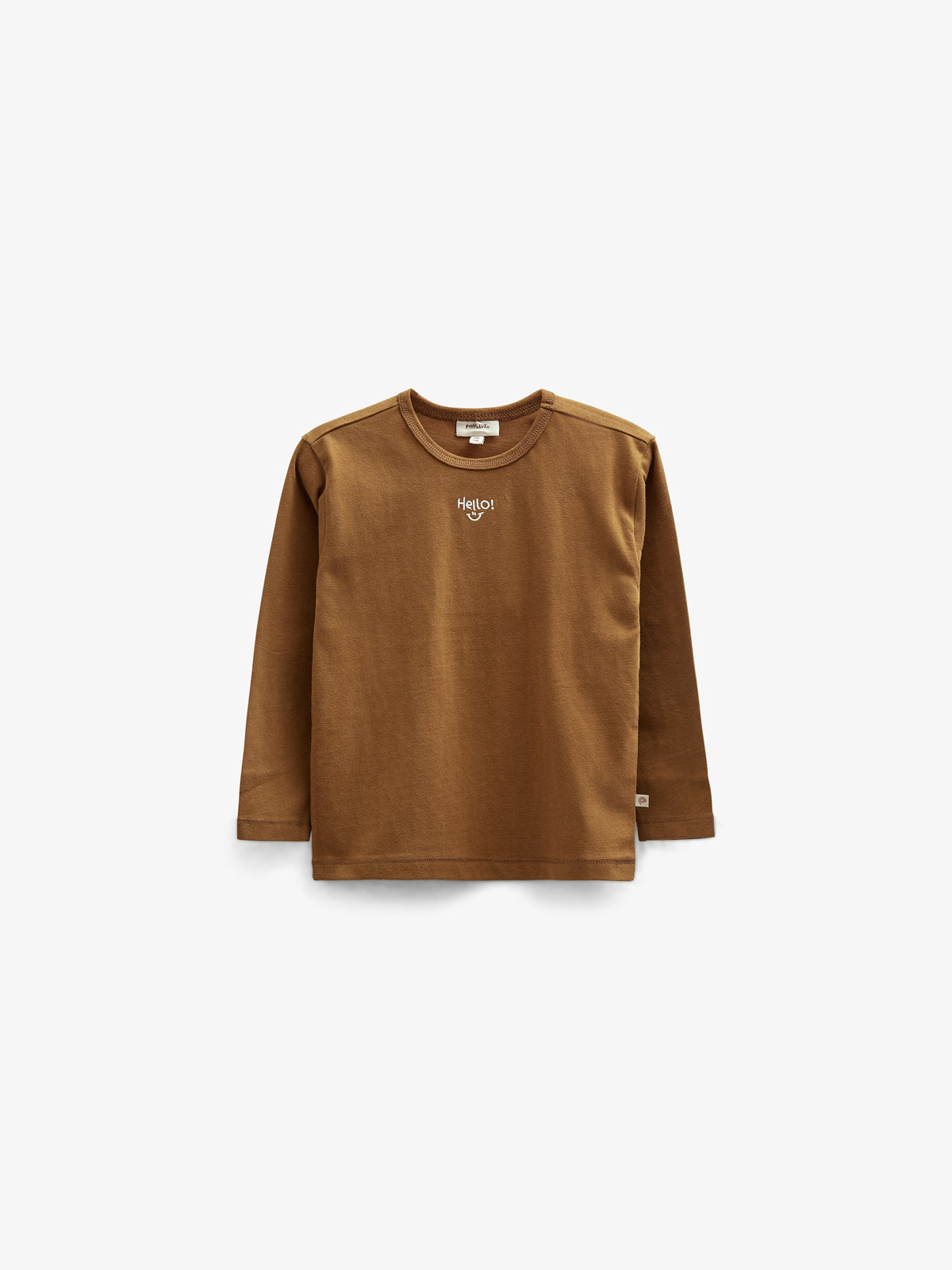 Langærmet T-shirt med Broderi - Kids - Walnut | 100854 Brandon