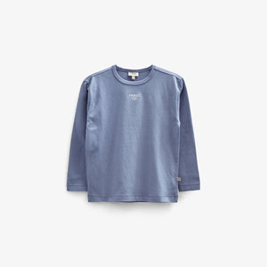 Langærmet T-shirt med Broderi - Kids - Blue | 100858 Brandon