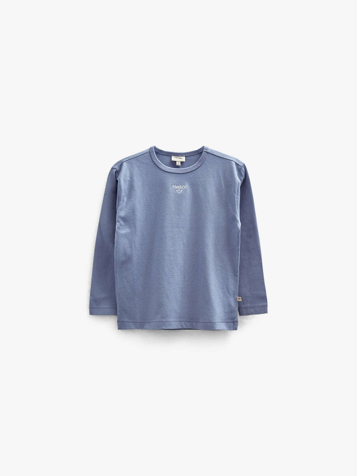 Langærmet T-shirt med Broderi - Kids - Blue | 100858 Brandon