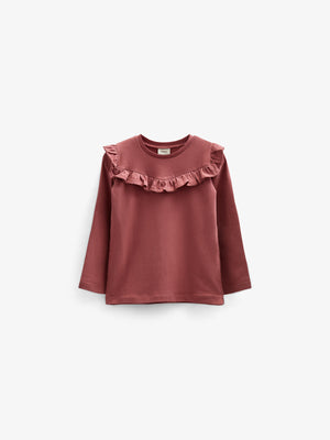 Jersey-bluse med flæser - Tween - Vintage Red | 100861 Talia