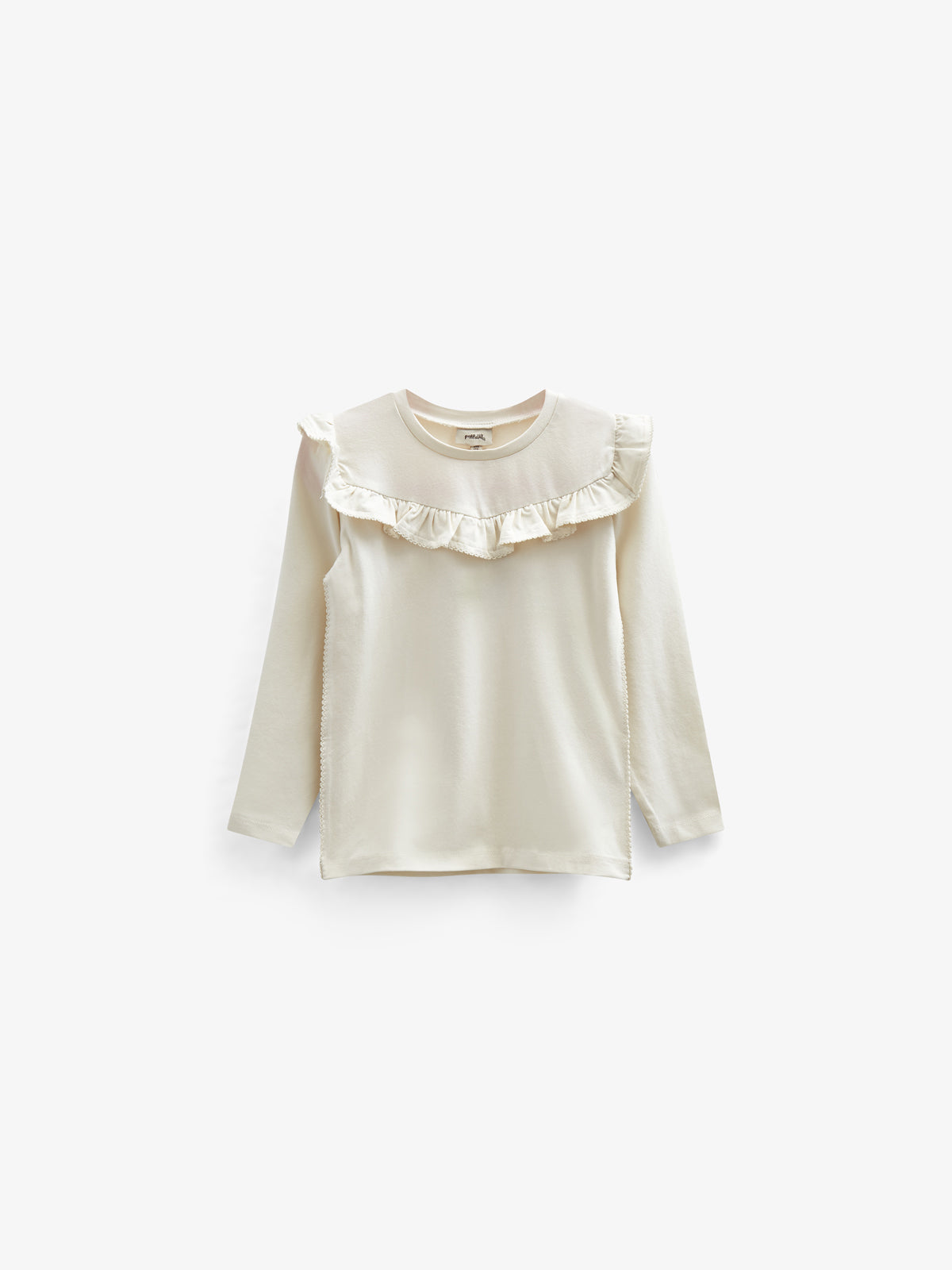 Jersey-bluse med flæser - Tween - Off White | 100863 Talia