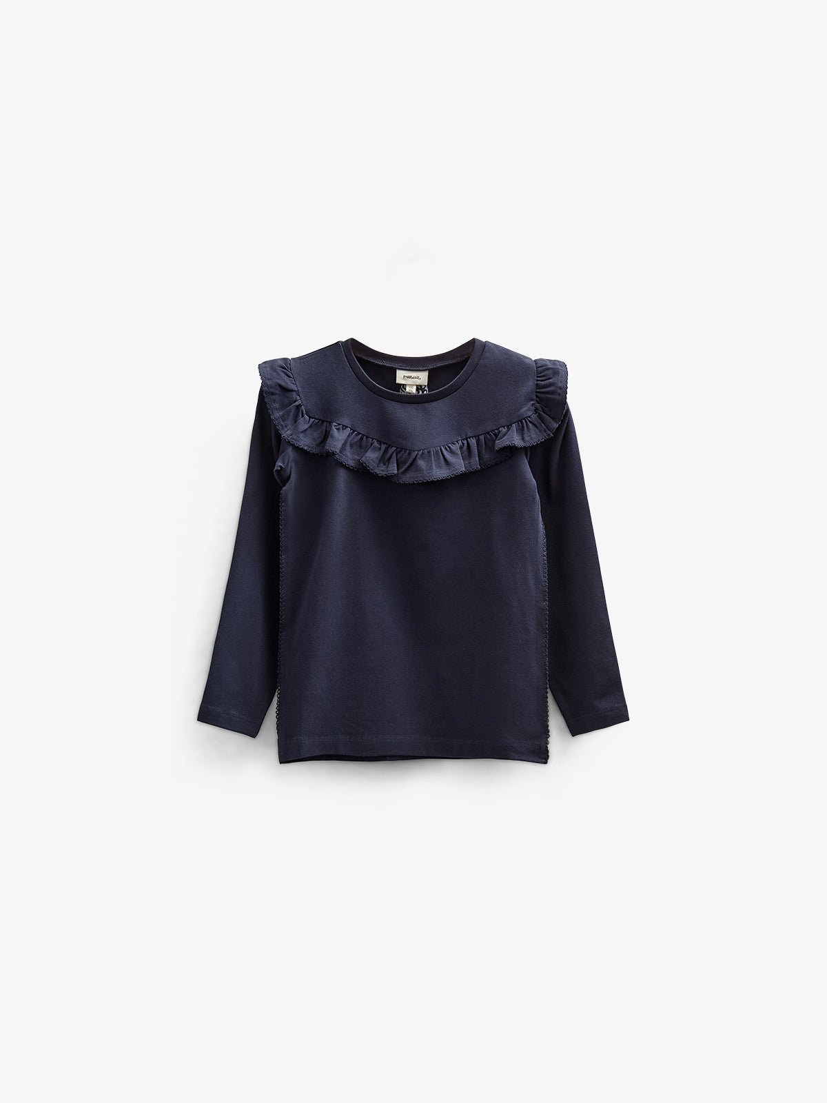 Jersey-bluse med flæser - Tween - Navy | 100865 Talia