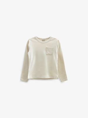 Langærmet T-shirt med brystlomme - Kids - Off White | 100872 Sienna