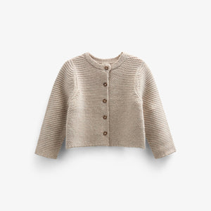 Cardigan i Uldstrik - Tween - Caffe Latte Melange | 100875 Maya