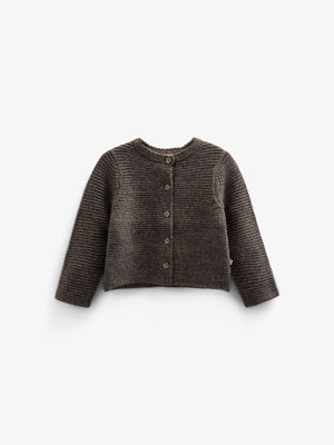 Cardigan i Uldstrik - Kids - Chocolate Melange | 100876 Maya