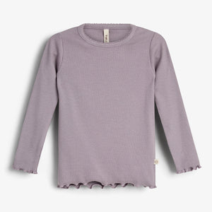 Basic Modal langærmet Rib T-shirt - Little - Dusty Purple
