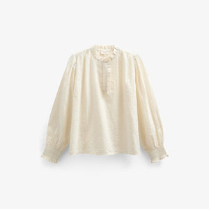 Bomulds-Bluse med stolpelukning - Tween - Off White | 100880 Claire