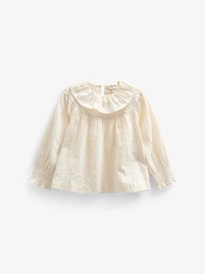 Bomulds-Bluse med krave - Kids - Off White | 100883 Claire