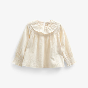 Bomulds-Bluse med krave - Kids - Off White | 100883 Claire