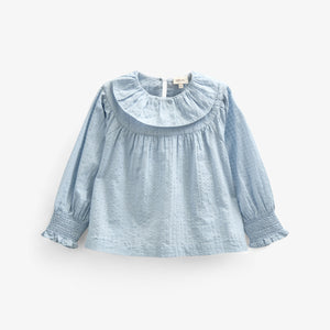 Bomulds-Bluse med krave - Kids - Light Blue | 100885 Claire