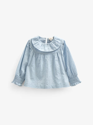 Bomulds-Bluse med krave - Kids - Light Blue | 100885 Claire