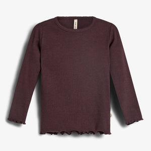 Basic Modal langærmet Rib T-shirt - Little - Dark Purple