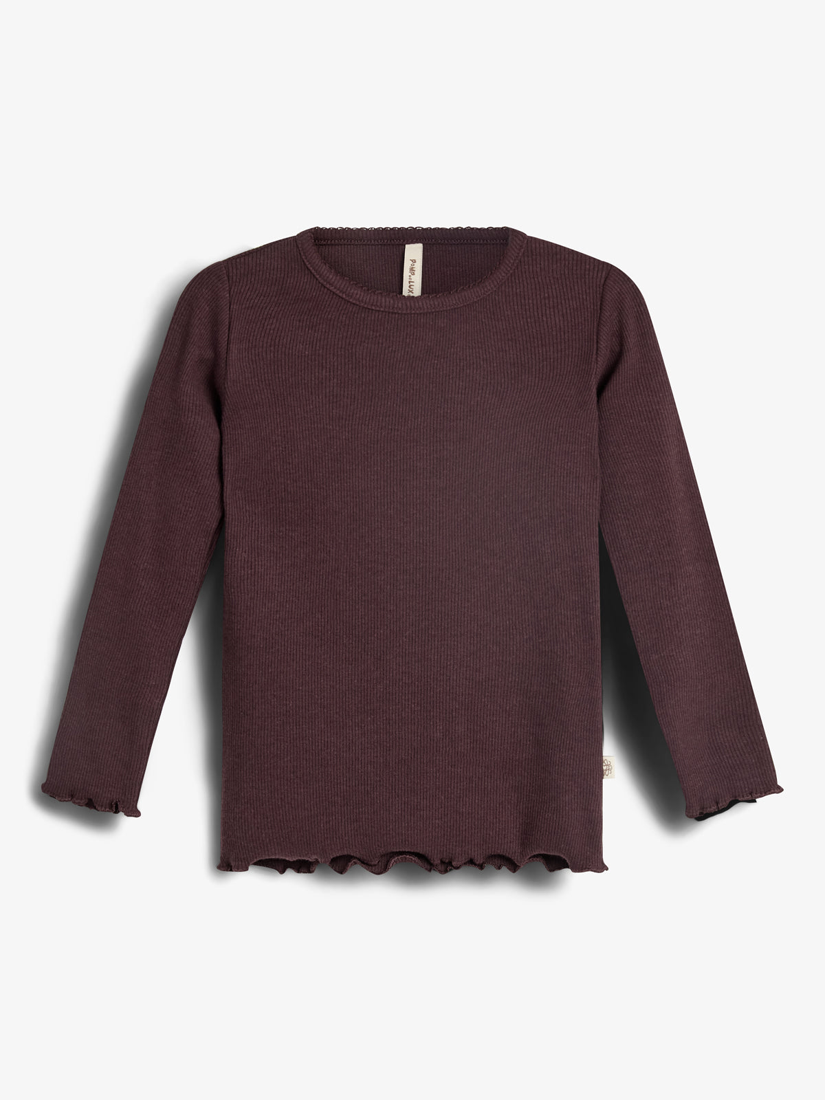 Basic Modal langærmet Rib T-shirt - Little - Dark Purple