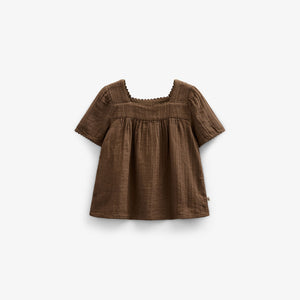 Bluse i musselin med korte ærmer - Tween - Dark Brown | 100917 Jasmine