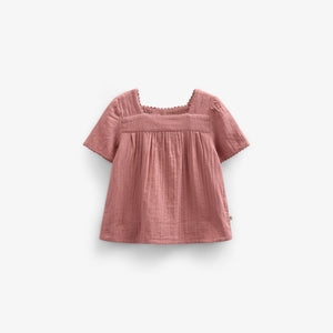 Bluse i musselin med korte ærmer - Kids - Old Rose | 100920 Jasmine