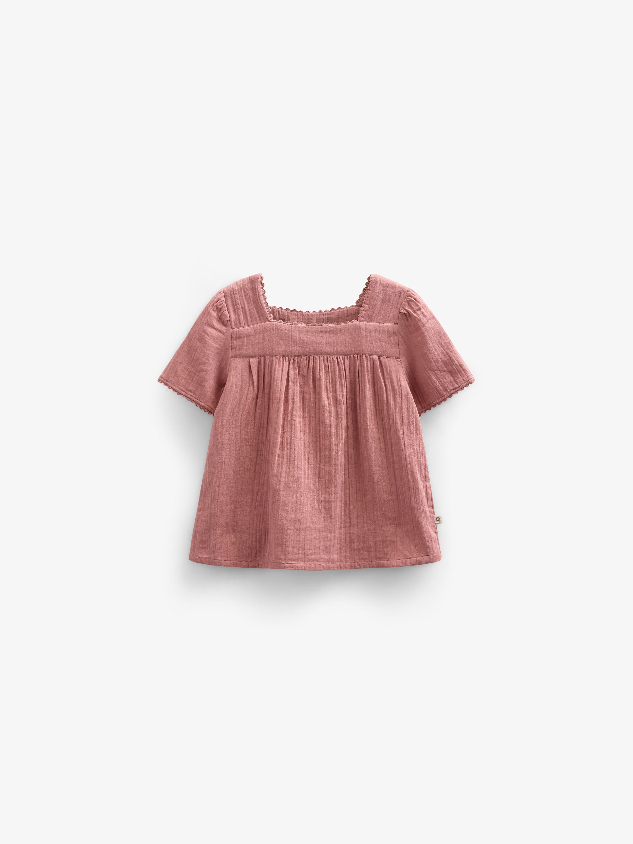 Bluse i musselin med korte ærmer - Kids - Old Rose | 100920 Jasmine