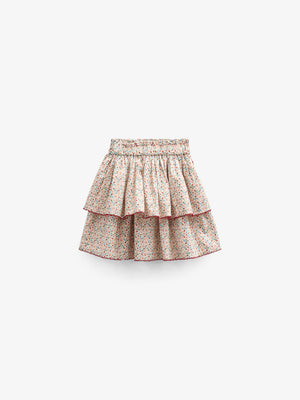 Poplinnederdel med blomsterprint og flæse - Kids - Rose | 100952 Poppy