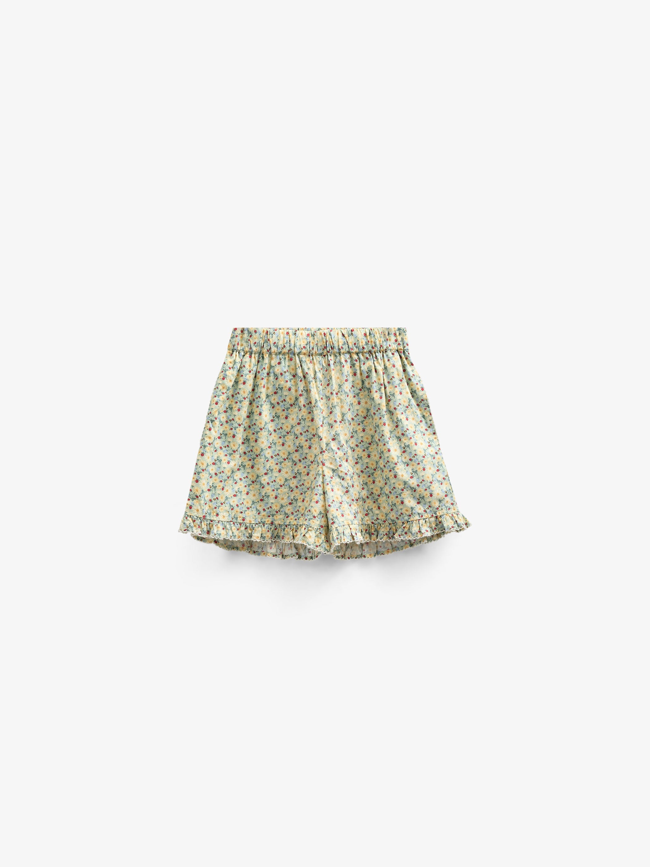 Blomsterprintede poplinshorts - Kids - Green | 100958 Poppy