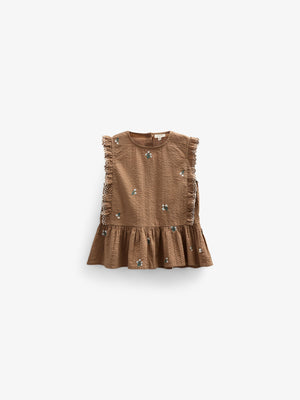 Broderet seersucker top - Tween - Coconut | 100983 Nora
