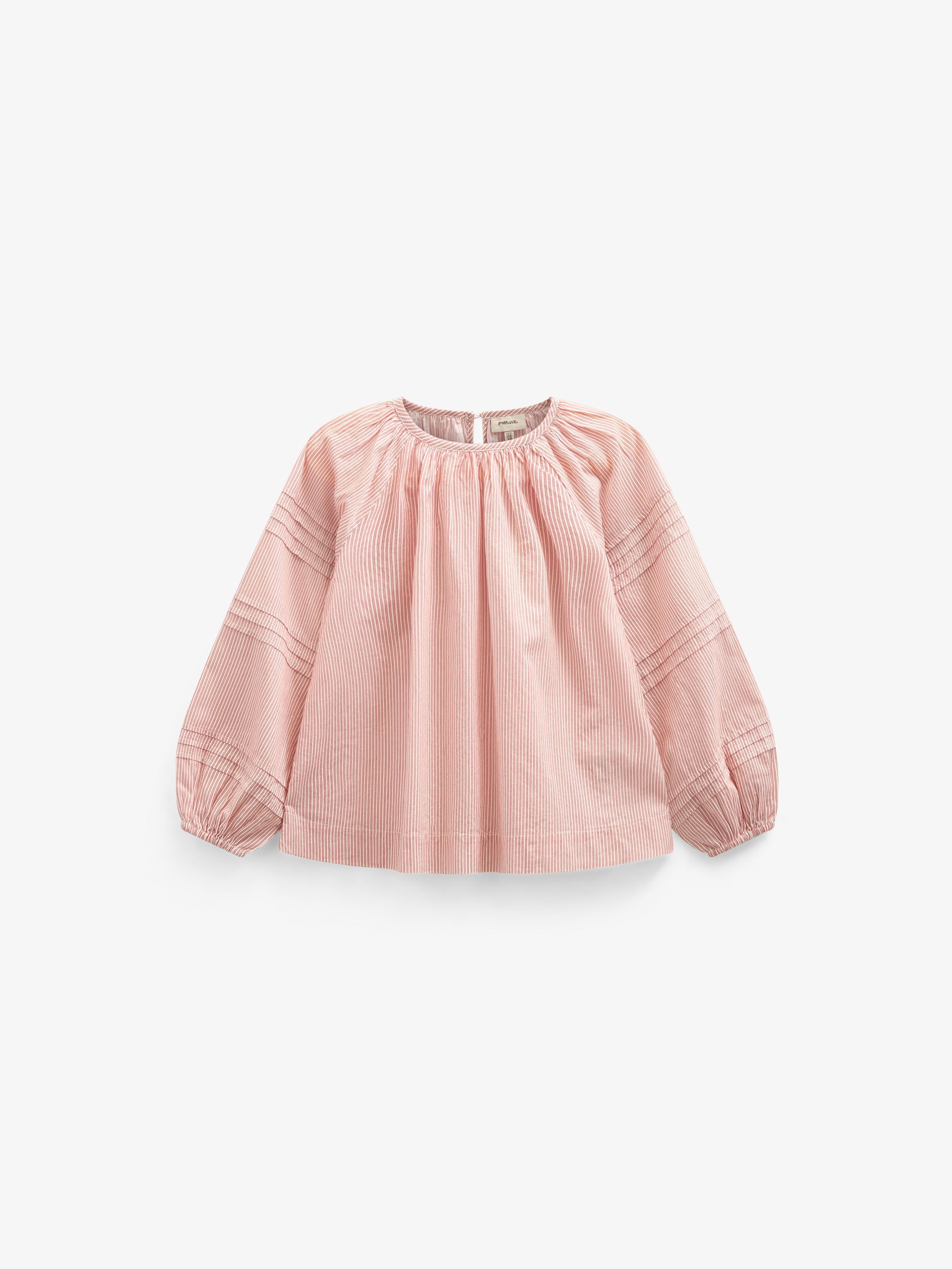 Langærmet stribet bluse - Kids - Offwhite/Cherry Red | 100990 Willa
