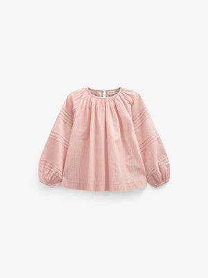 Langærmet stribet bluse - Tween - Offwhite/Cherry Red | 100991 Willa