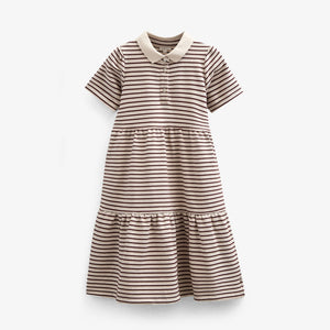 Stribet jersey kjole - Kids - Brown | 101010 Emmie