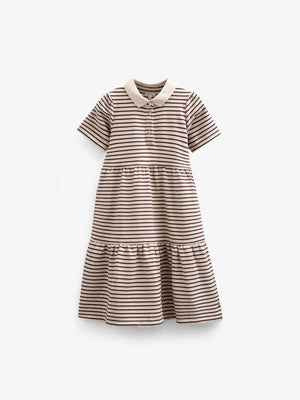 Stribet jersey kjole - Kids - Brown | 101010 Emmie