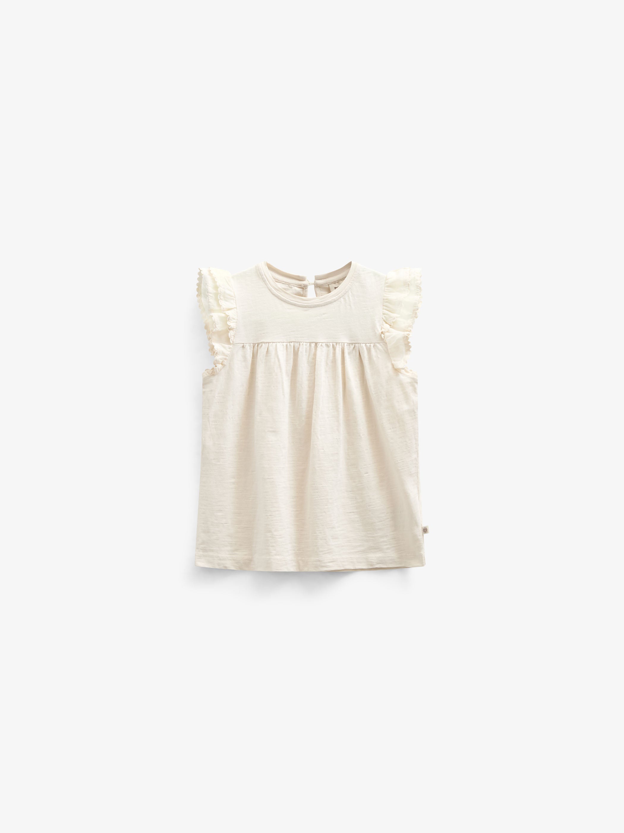 Jerseybluse med bølgebånd og flæse - Kids - Offwhite | 101040 Gabriella