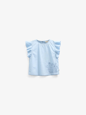 Poplinbluse med broderi - Tween - Powder Blue | 101073 Barbara