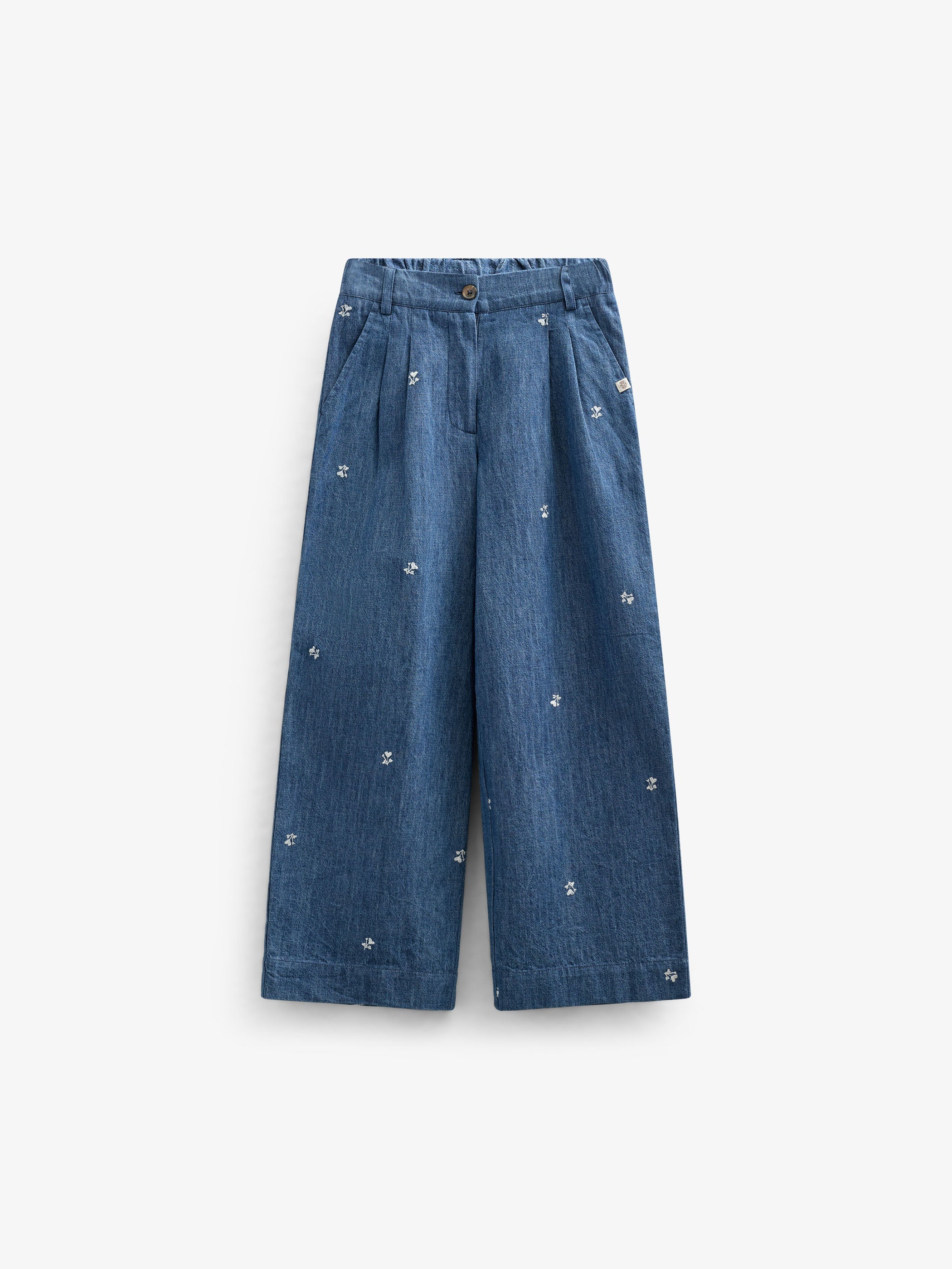 Broderede light-denim bukser - Kids - Blue Denim | 101050 Isabella