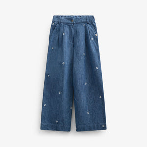 Broderede light-denim bukser - Kids - Blue Denim | 101050 Isabella