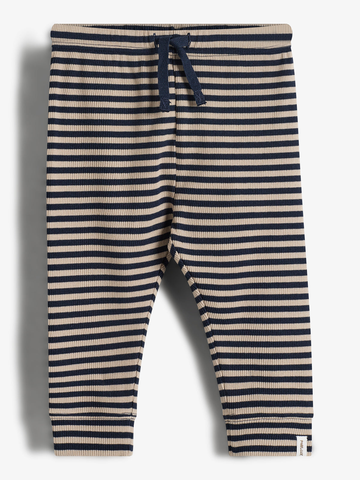 Stribede basic rib-bukser - Little - Navy/Beige