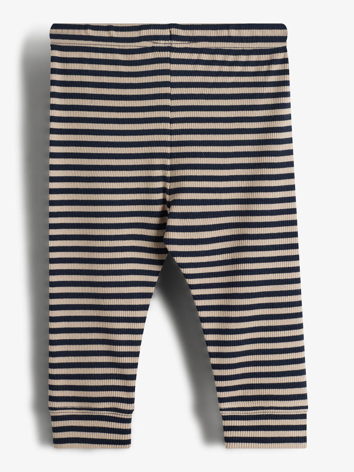 Stribede basic rib-bukser - Little - Navy/Beige