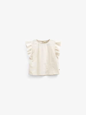 Poplinbluse med broderi - Tween - Offwhite | 101074 Barbara